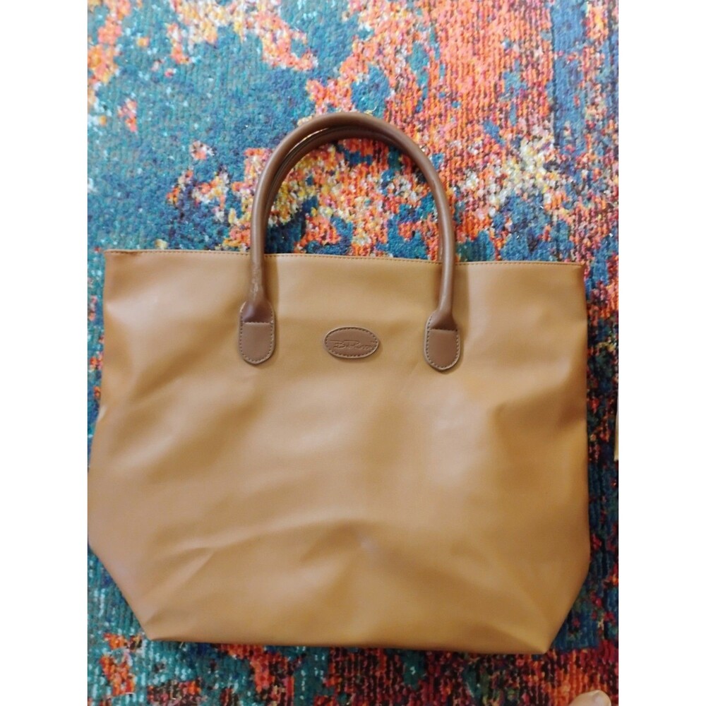 Bella Russo Large Tote Bag Brown Faux Leather Travel Work Handbag NWOT